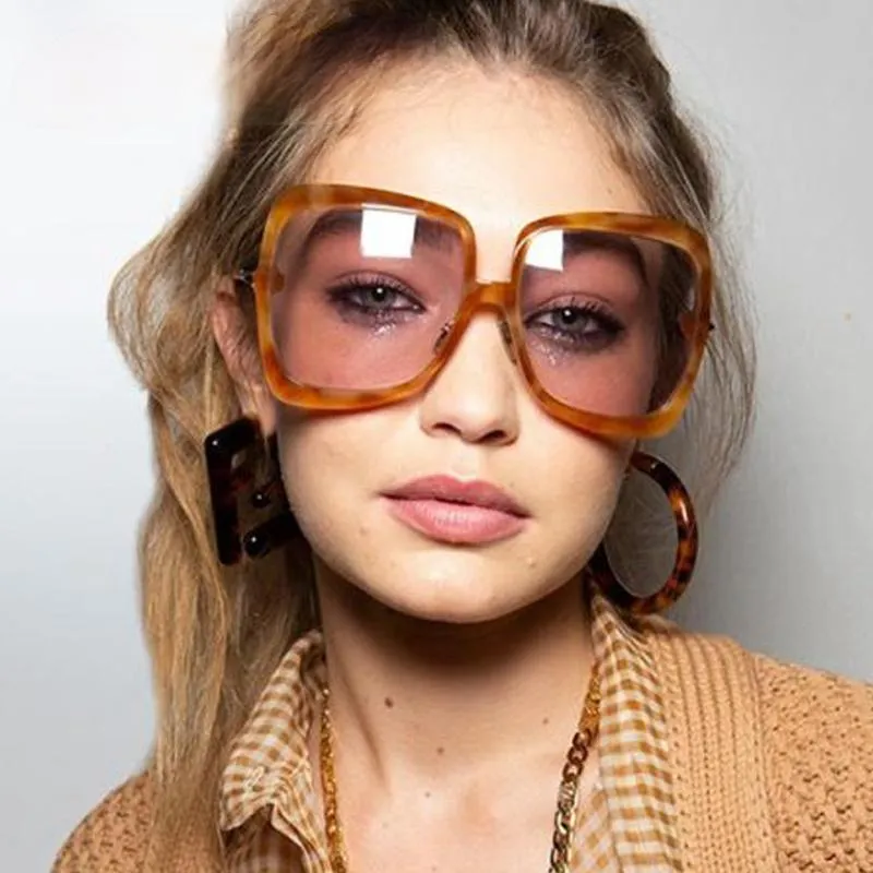 Oversized Sunglasses Women 2021 Vintage Square Fashion Big Large Grain Frame