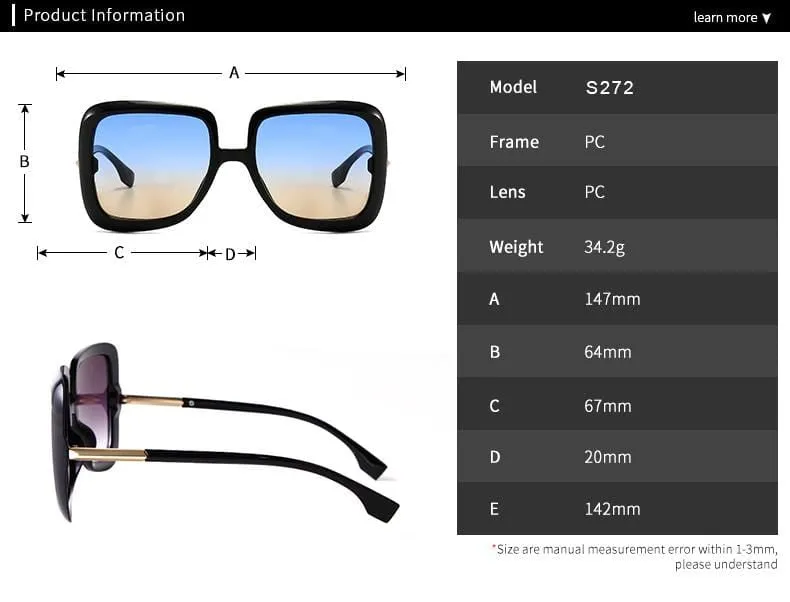 Oversized Sunglasses Women 2021 Vintage Square Fashion Big Large Grain Frame