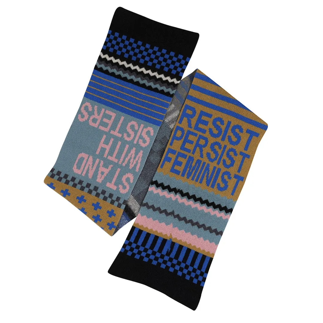 Patchwork Lambswool Scarf in Klein Blue Flax & Petrel