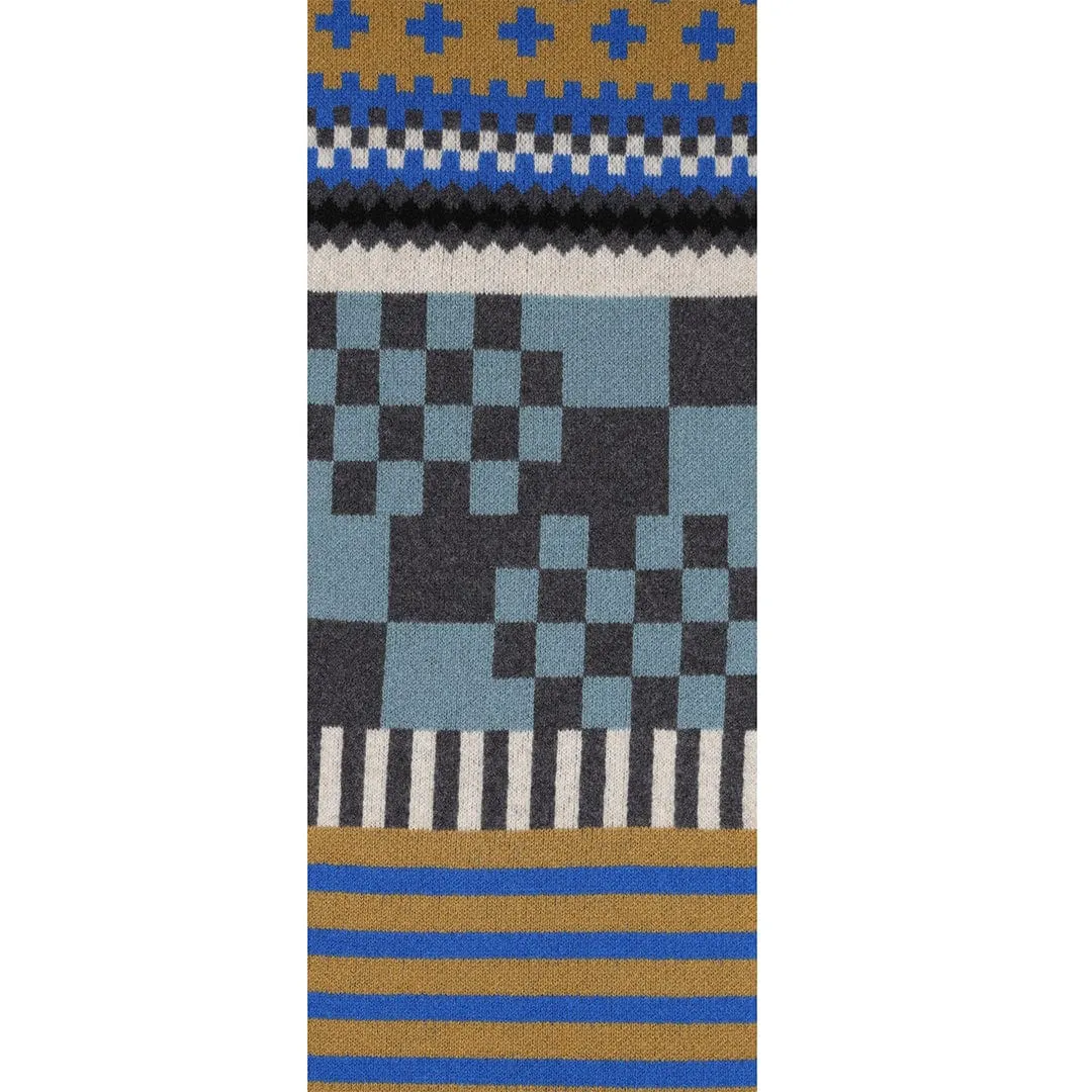 Patchwork Lambswool Scarf in Klein Blue Flax & Petrel