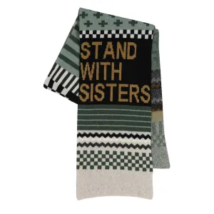 Patchwork Lambswool Scarf in Seaweed Linen & Mojito