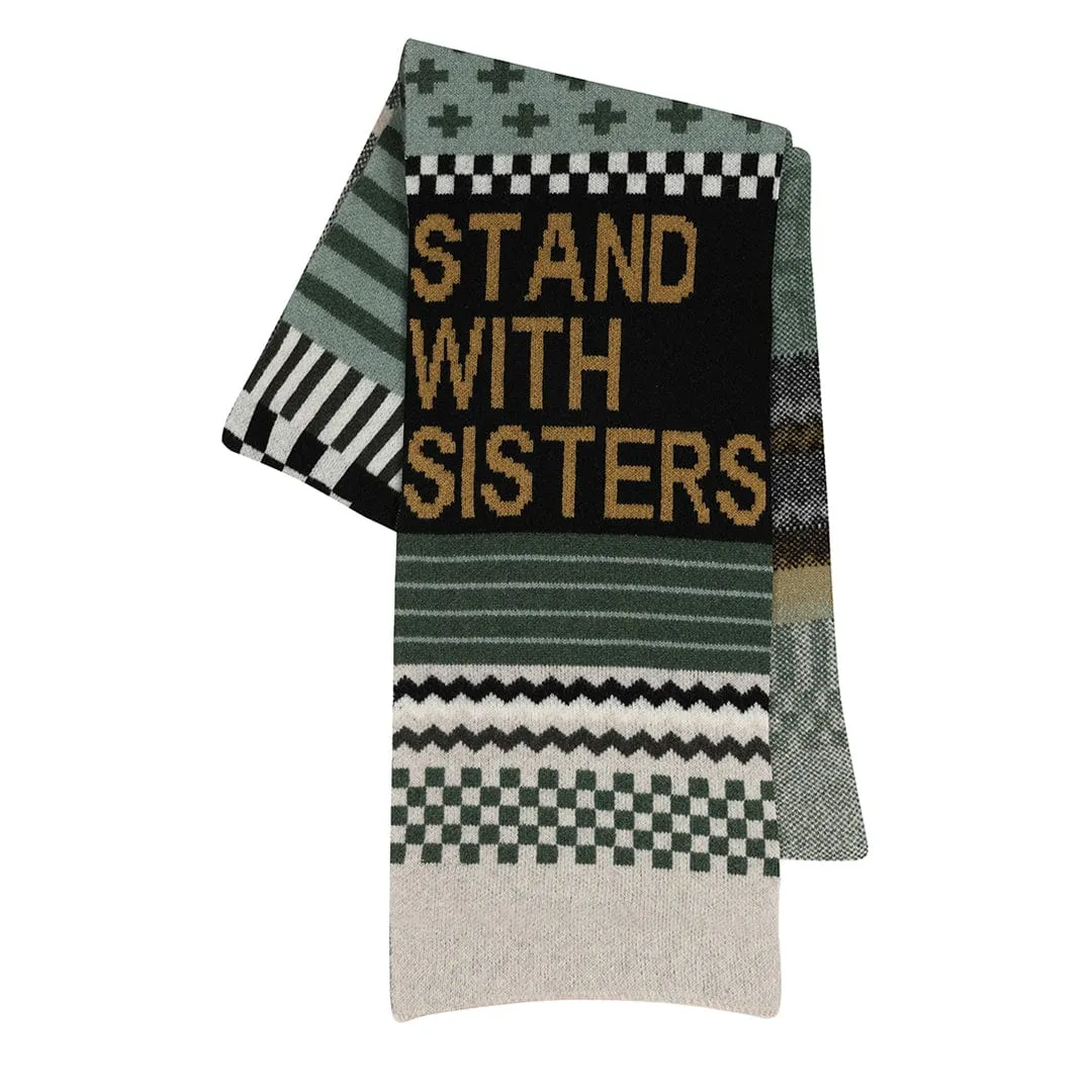 Patchwork Lambswool Scarf in Seaweed Linen & Mojito