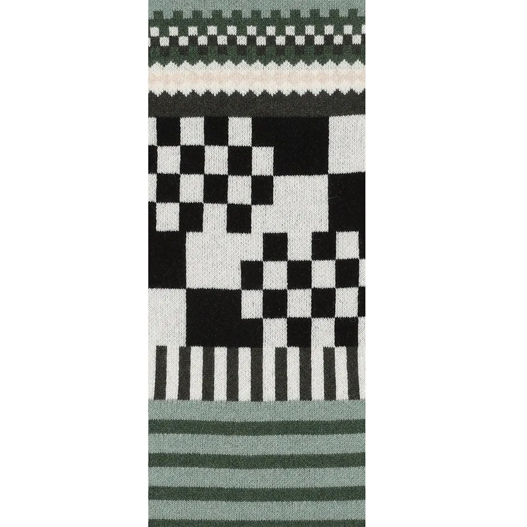 Patchwork Lambswool Scarf in Seaweed Linen & Mojito