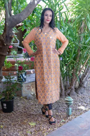 Peach Silk & Chiffon Suit Salwar Kameez