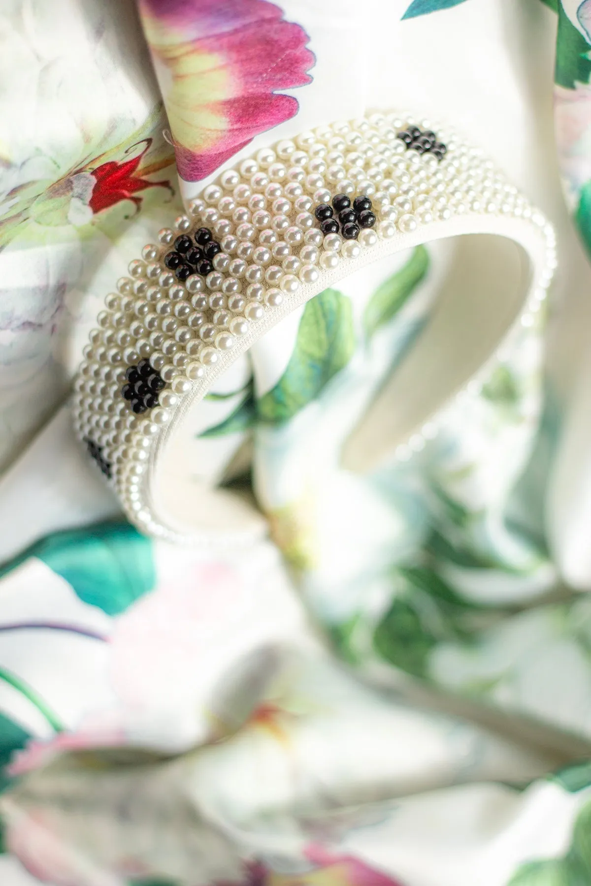 Pearl Beaded Polka Dot Headband