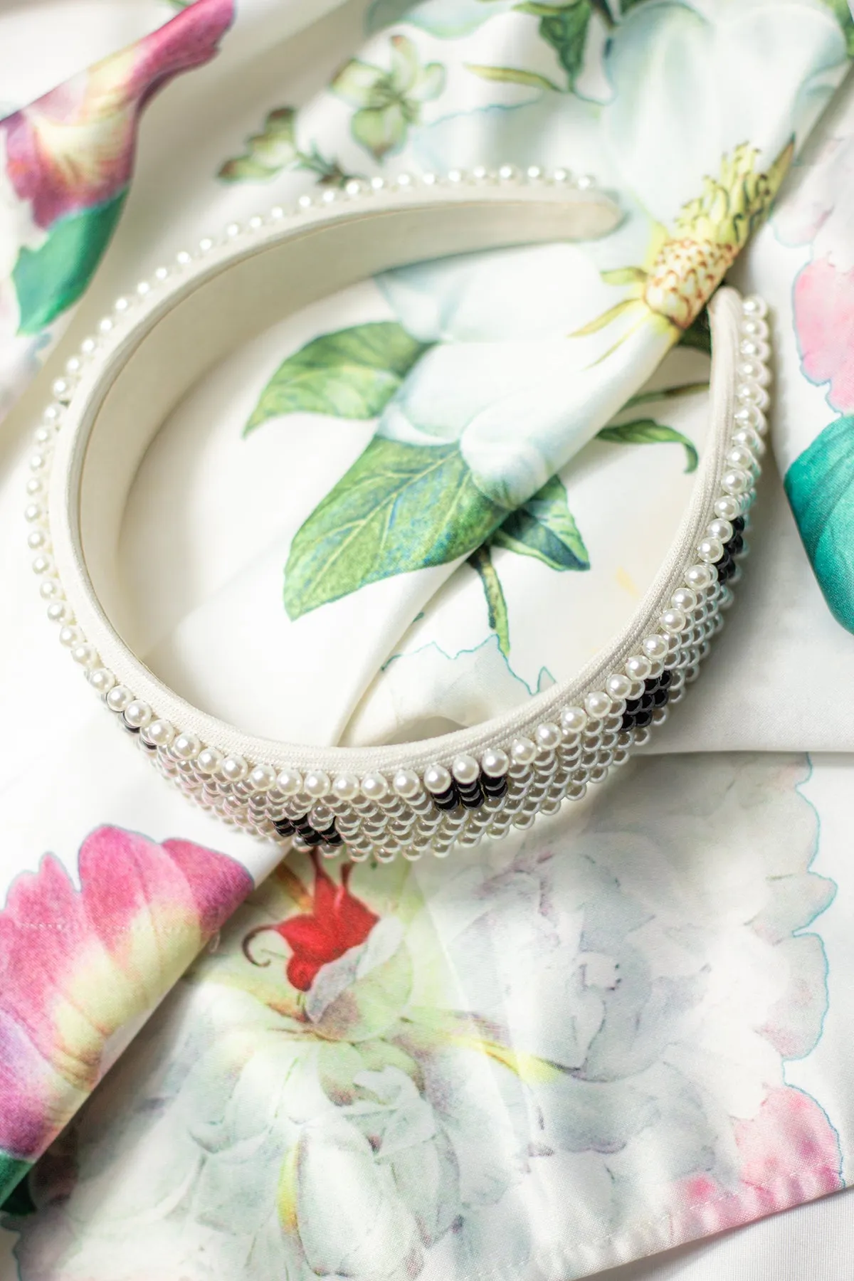 Pearl Beaded Polka Dot Headband