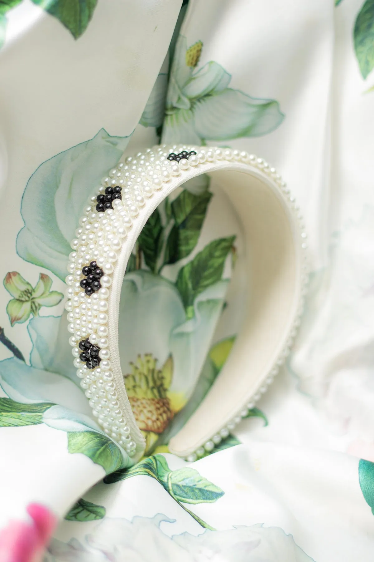 Pearl Beaded Polka Dot Headband