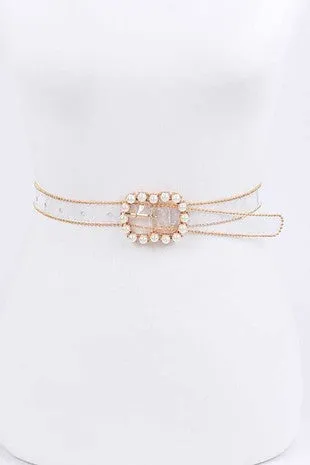 Pearl buckle clear belt