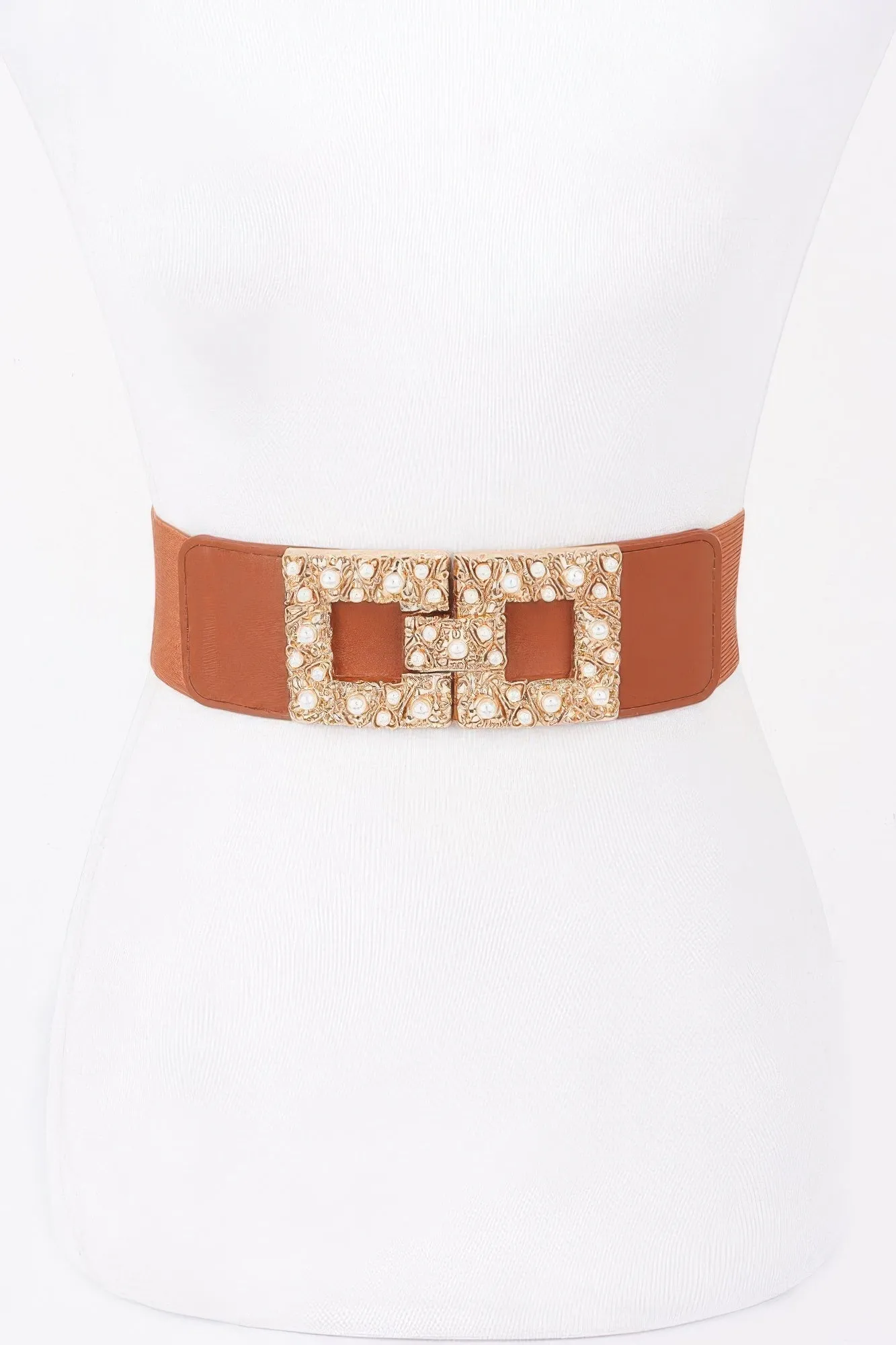 Pearl Metal Buckle Elastic Belt