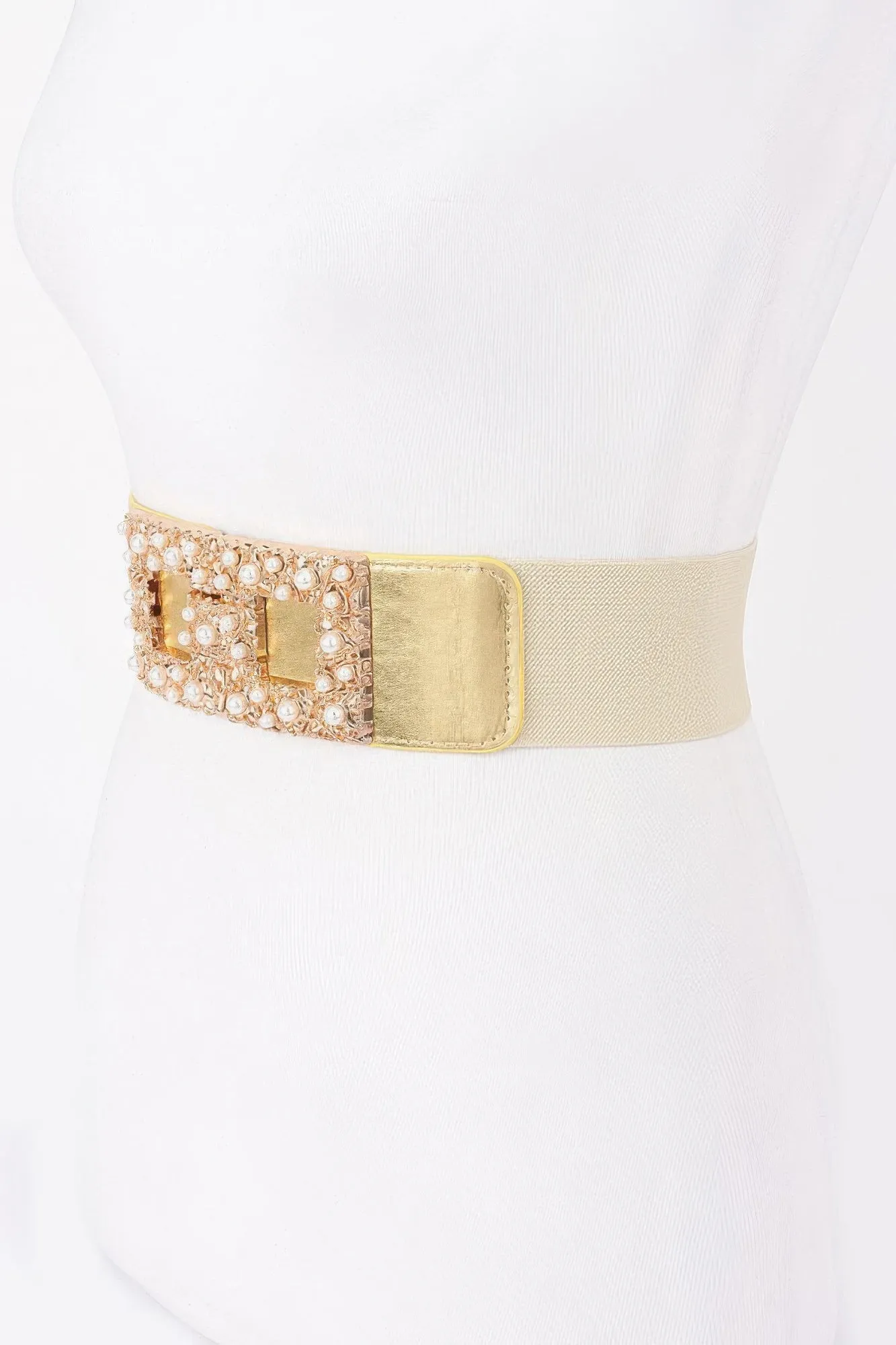Pearl Metal Buckle Elastic Belt