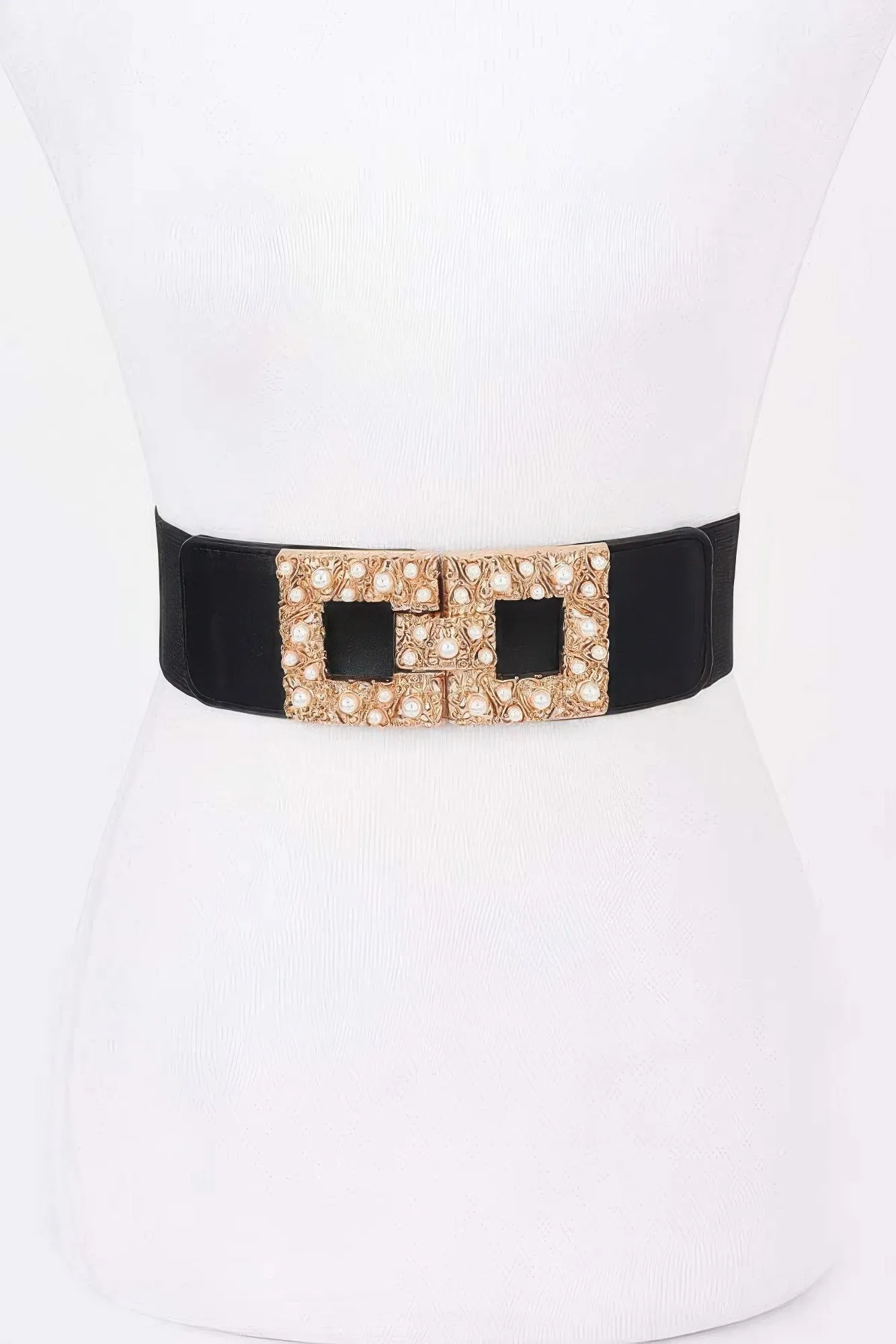 Pearl Metal Buckle Elastic Belt