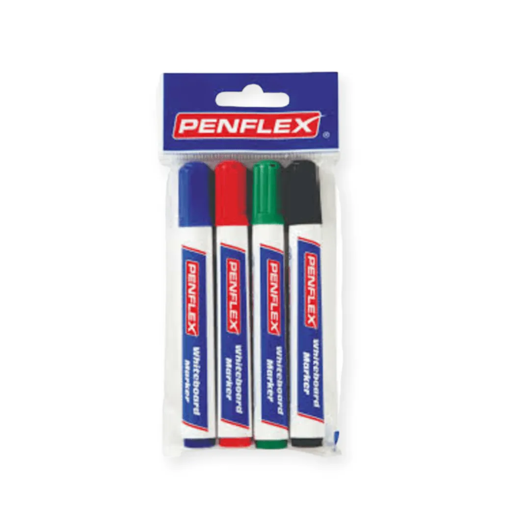 Penflex Whiteboard Markers Wallet of 4 Assorted Colours