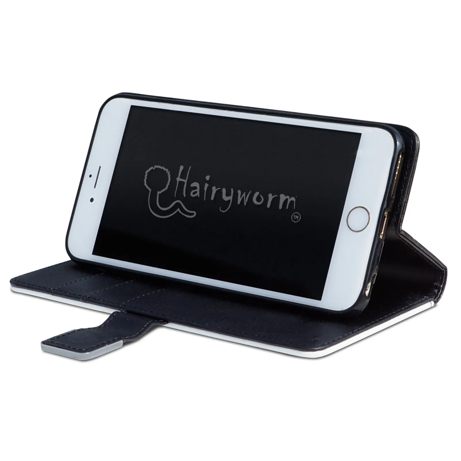 Personalised Oppo Phone Leather Wallet with Winged Unicorn and Pink Text on Black Marble