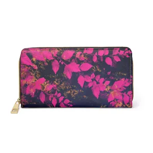 Pink and Black Leaf Cell Phone Clutch Wallet – Chic, Stylish, and Functional for Everyday Elegance