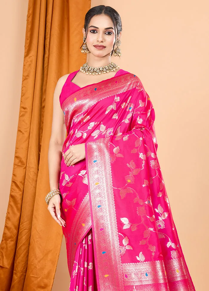 Pink Spun Silk Saree With Blouse Piece