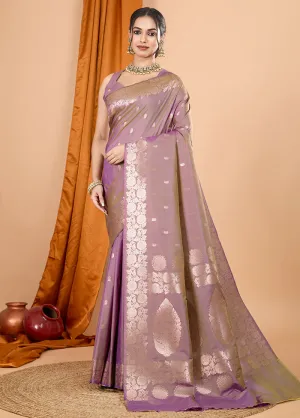 Pink Spun Silk Saree With Blouse Piece