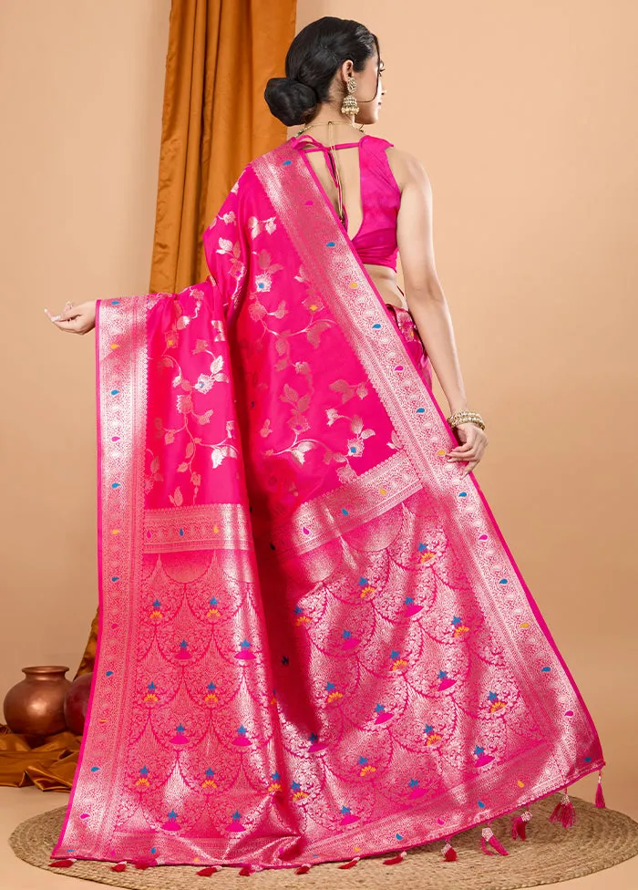 Pink Spun Silk Saree With Blouse Piece