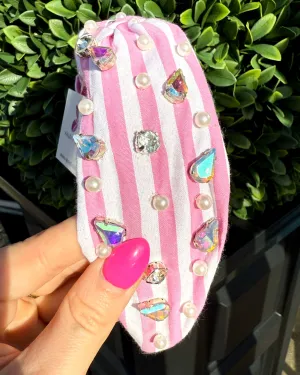 Pink Stripe Jewel Headband
