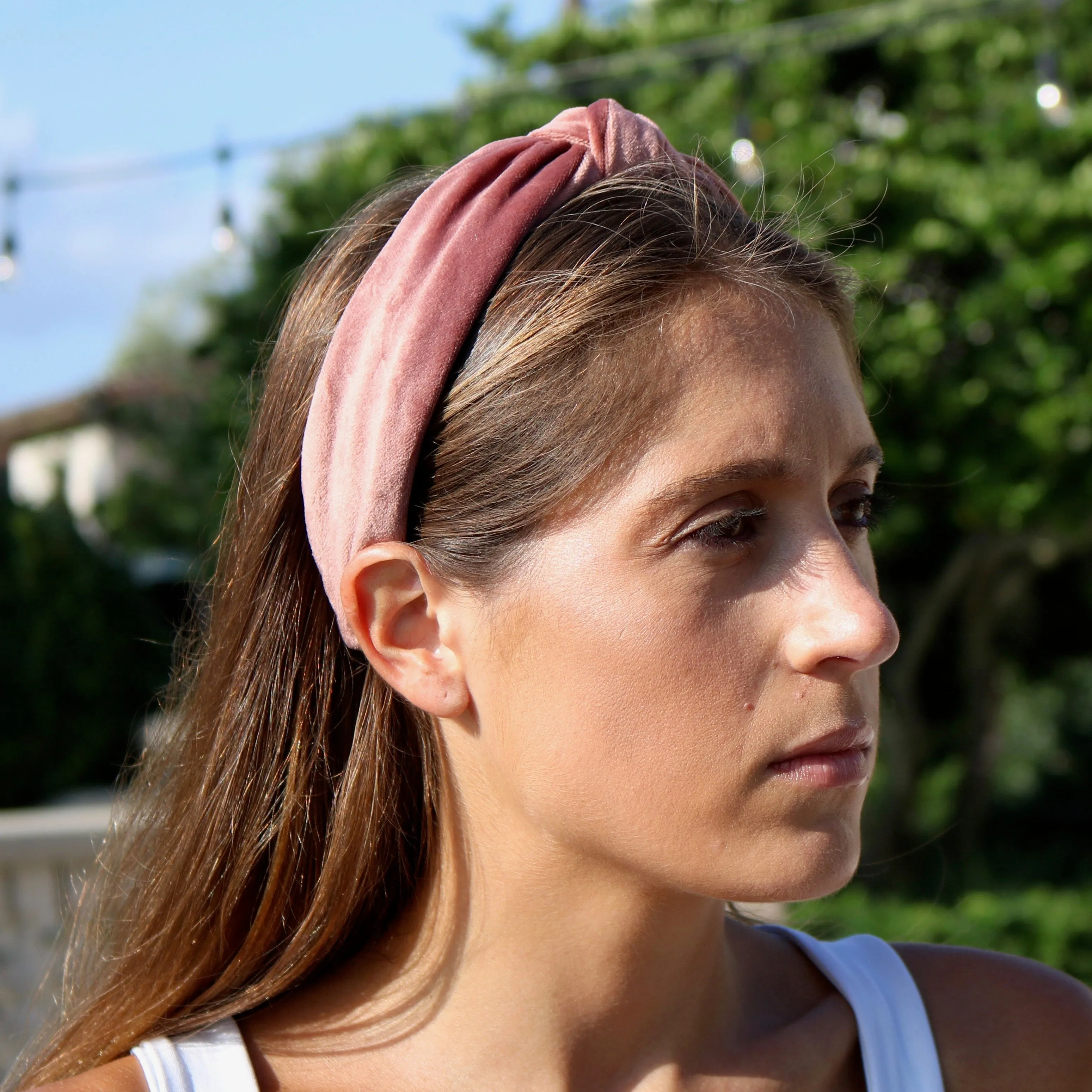 Pink Velvet Knot Headband