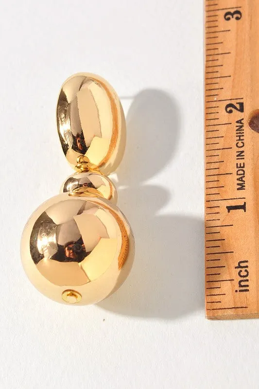 Polished Metallic Ball Drop Earrings