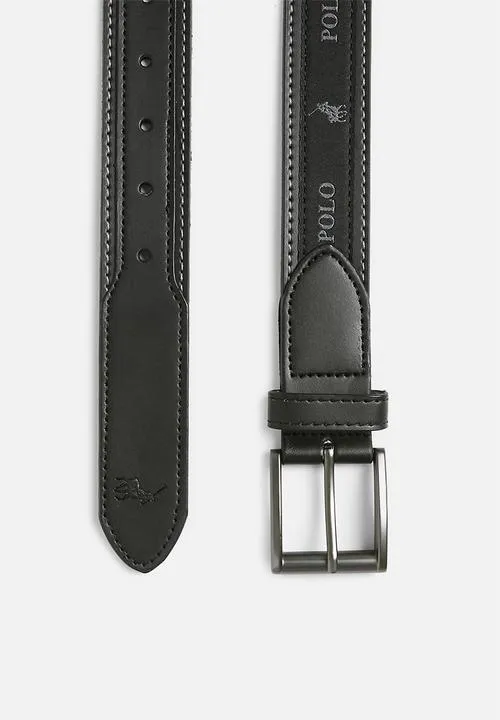 Polo Alessandro Coated Leather Belt  Black