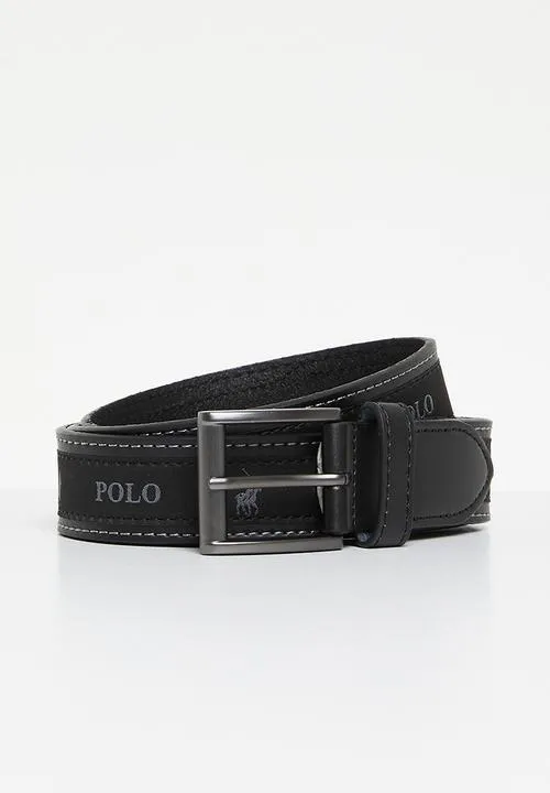 Polo Alessandro Coated Leather Belt  Black