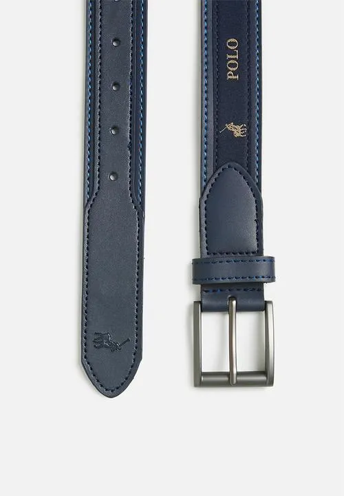 Polo Alessandro Coated Leather Belt Navy
