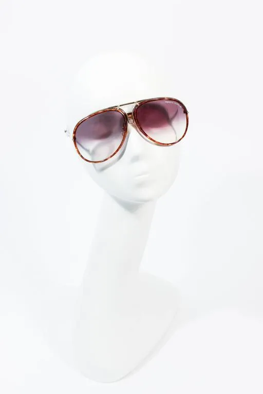 PORSCHE CARRERA Vintage Gold & Brown Interchangeable Frame Aviators 135 Large