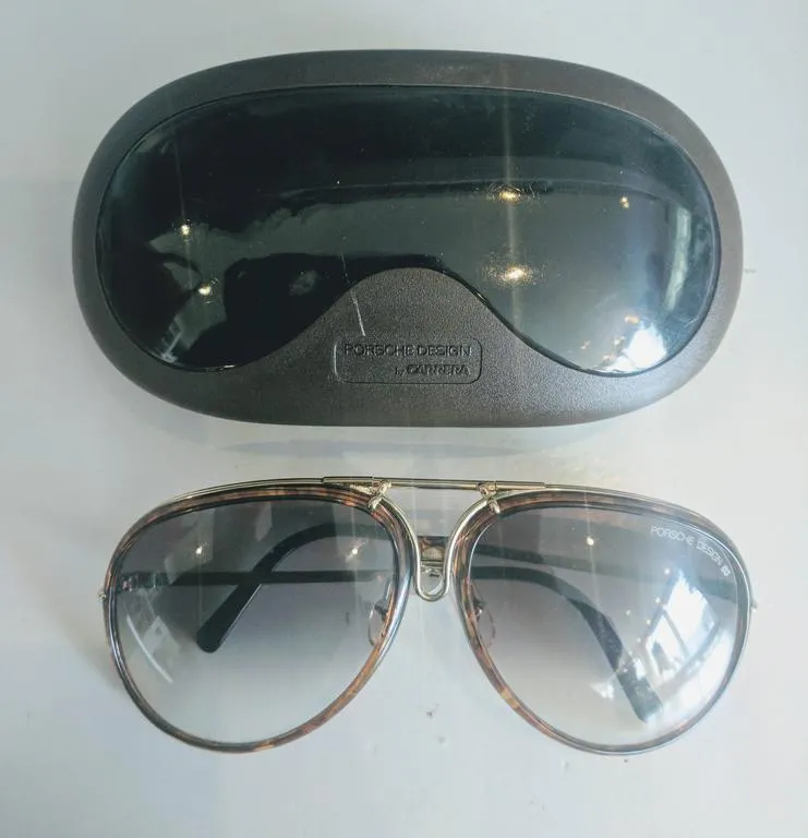 PORSCHE CARRERA Vintage Gold & Brown Interchangeable Frame Aviators 135 Large