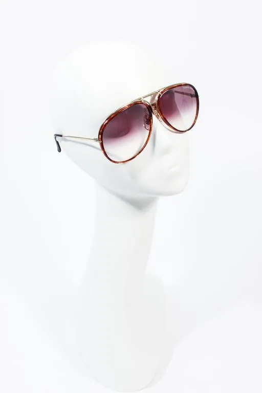PORSCHE CARRERA Vintage Gold & Brown Interchangeable Frame Aviators 135 Large