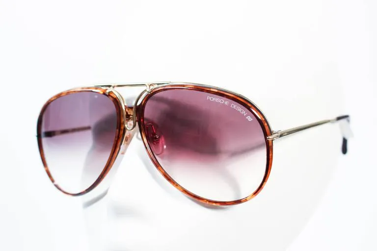 PORSCHE CARRERA Vintage Gold & Brown Interchangeable Frame Aviators 135 Large
