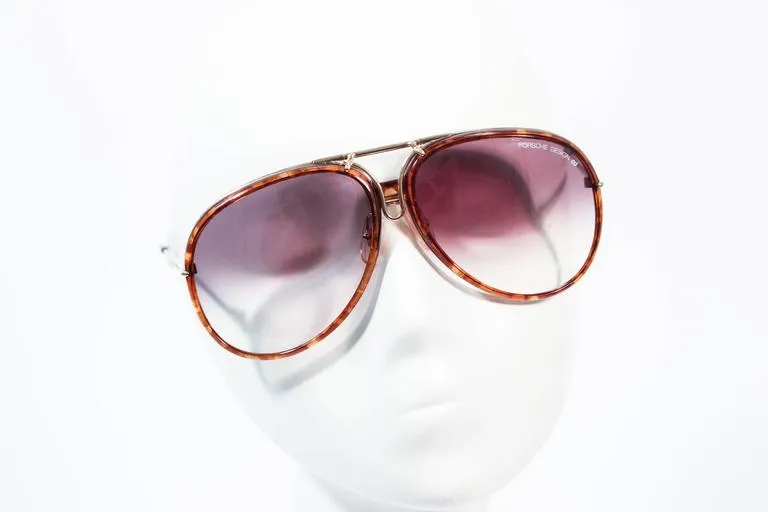 PORSCHE CARRERA Vintage Gold & Brown Interchangeable Frame Aviators 135 Large