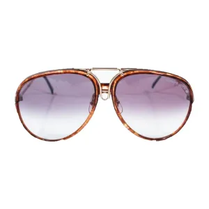 PORSCHE CARRERA Vintage Gold & Brown Interchangeable Frame Aviators 135 Large