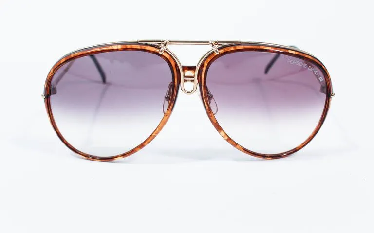 PORSCHE CARRERA Vintage Gold & Brown Interchangeable Frame Aviators 135 Large