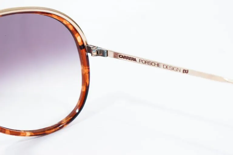 PORSCHE CARRERA Vintage Gold & Brown Interchangeable Frame Aviators 135 Large