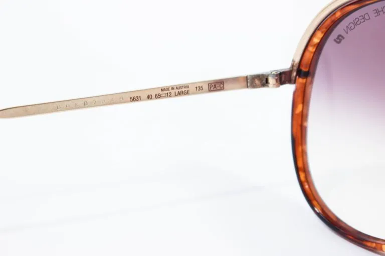 PORSCHE CARRERA Vintage Gold & Brown Interchangeable Frame Aviators 135 Large