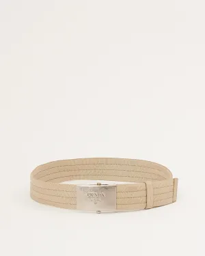 Prada Beige Nylon Logo Buckle Belt - 28/70