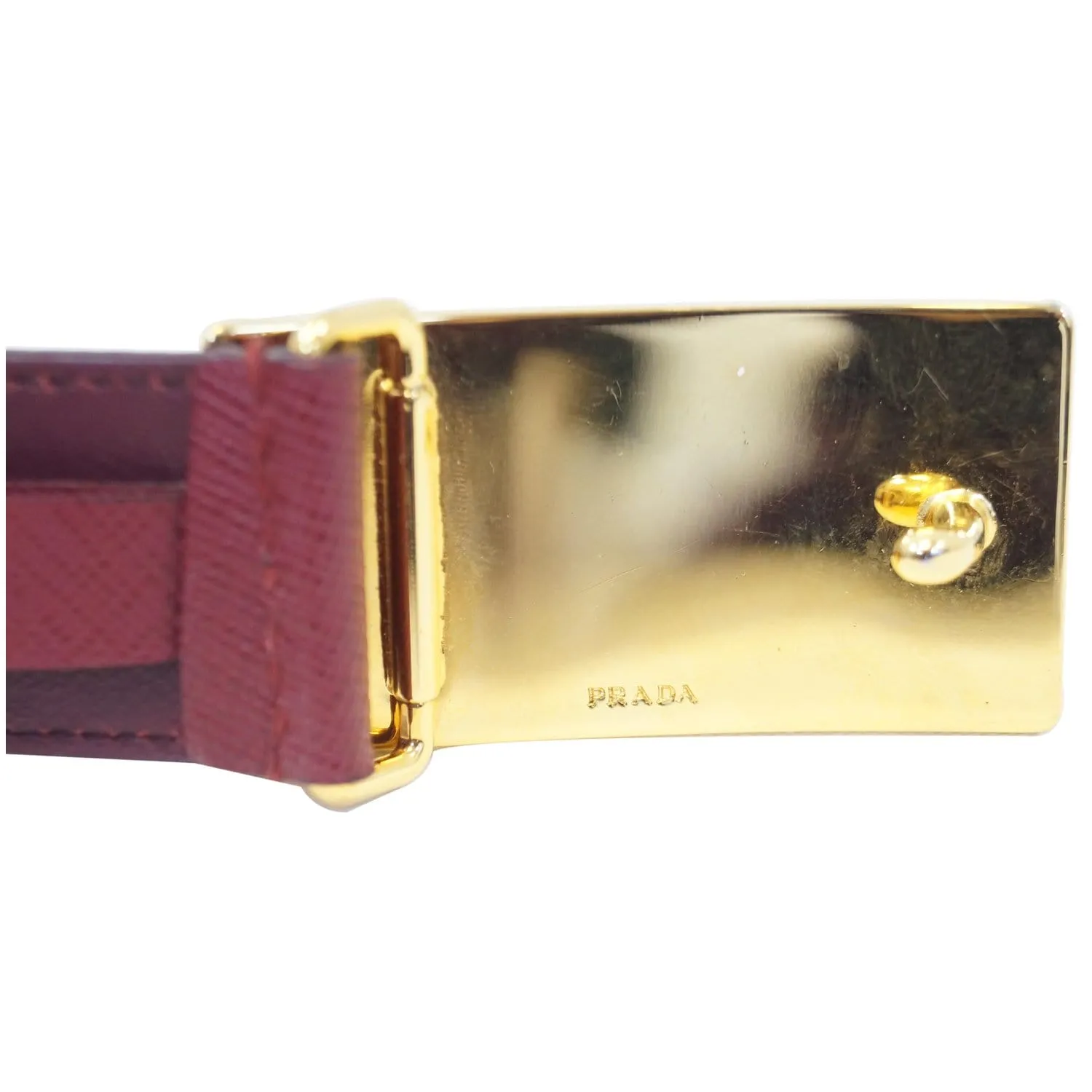 PRADA Saffiano Leather Logo Belt Red 34/85