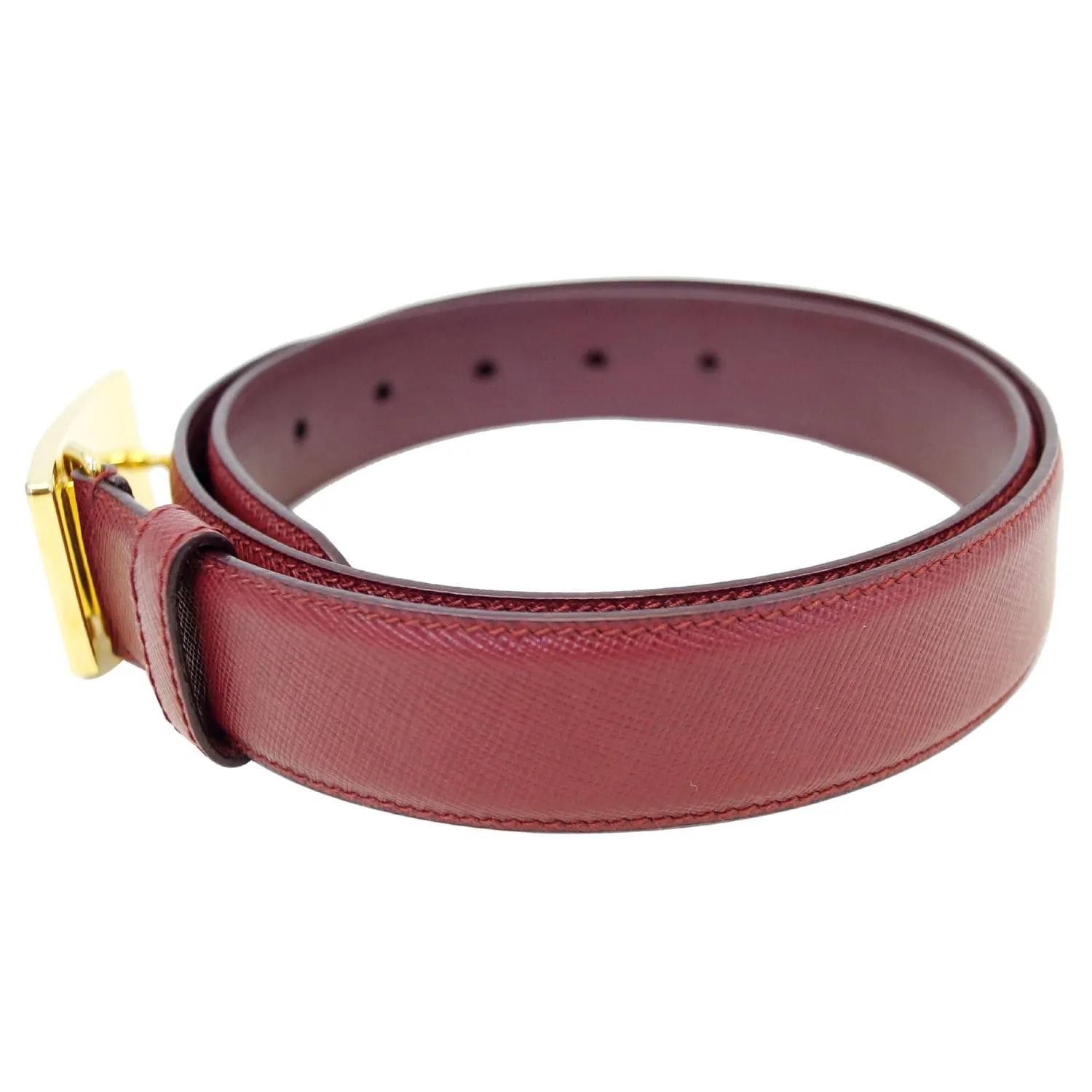 PRADA Saffiano Leather Logo Belt Red 34/85