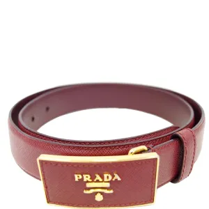 PRADA Saffiano Leather Logo Belt Red 34/85
