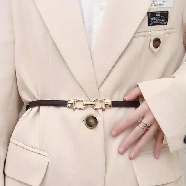 PU Leather Dress Belts Skinny Thin Women Waist Belts Strap