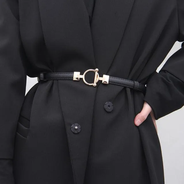 PU Leather Dress Belts Skinny Thin Women Waist Belts Strap