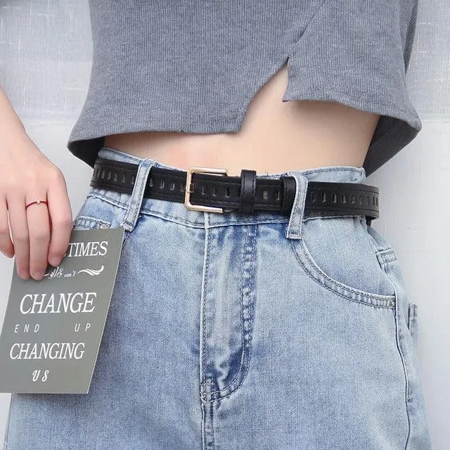 PU Leather Dress Belts Skinny Thin Women Waist Belts Strap