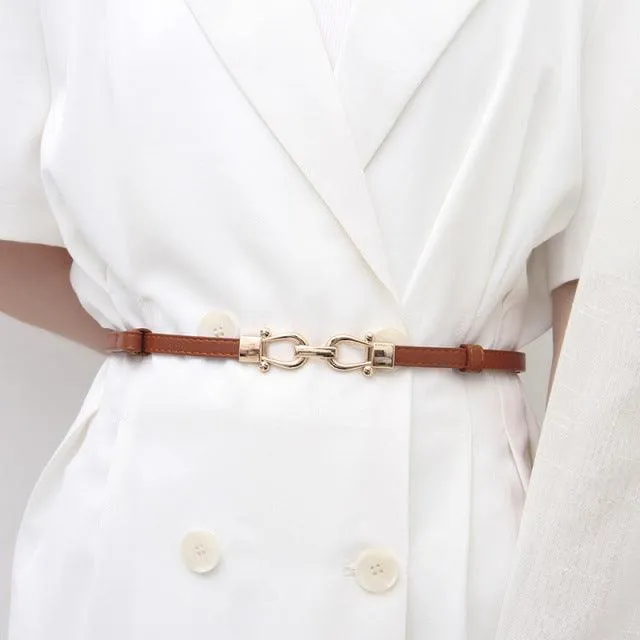 PU Leather Dress Belts Skinny Thin Women Waist Belts Strap