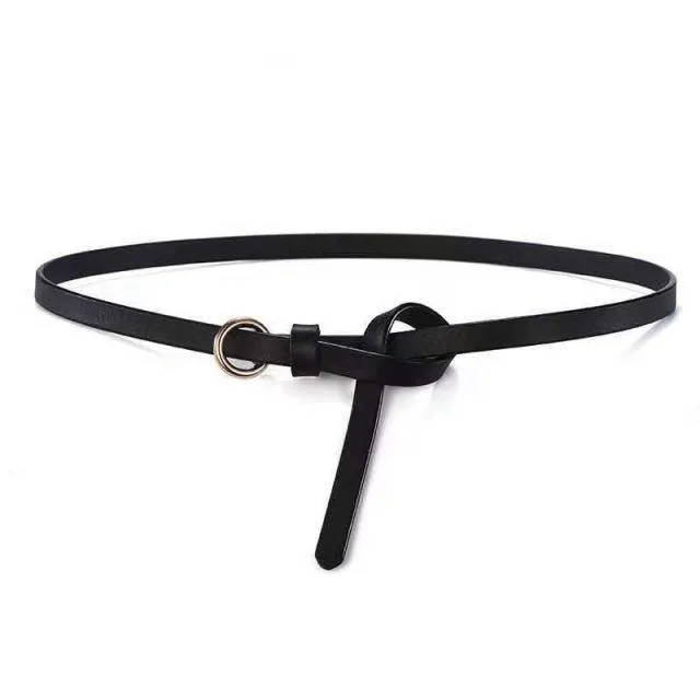 PU Leather Dress Belts Skinny Thin Women Waist Belts Strap