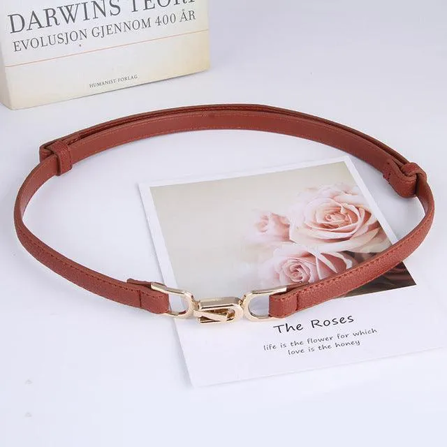 PU Leather Dress Belts Skinny Thin Women Waist Belts Strap
