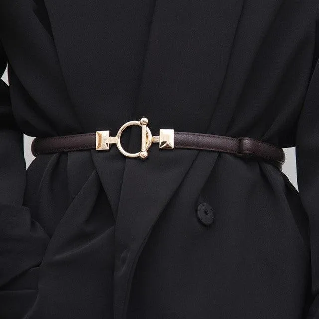 PU Leather Dress Belts Skinny Thin Women Waist Belts Strap