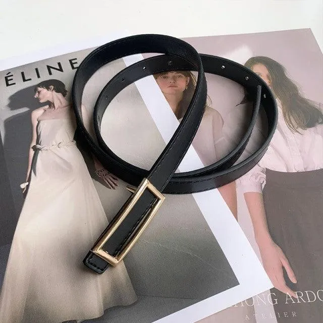 PU Leather Dress Belts Skinny Thin Women Waist Belts Strap