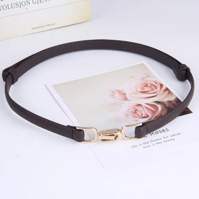 PU Leather Dress Belts Skinny Thin Women Waist Belts Strap