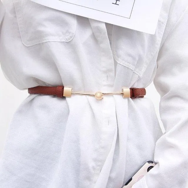 PU Leather Dress Belts Skinny Thin Women Waist Belts Strap